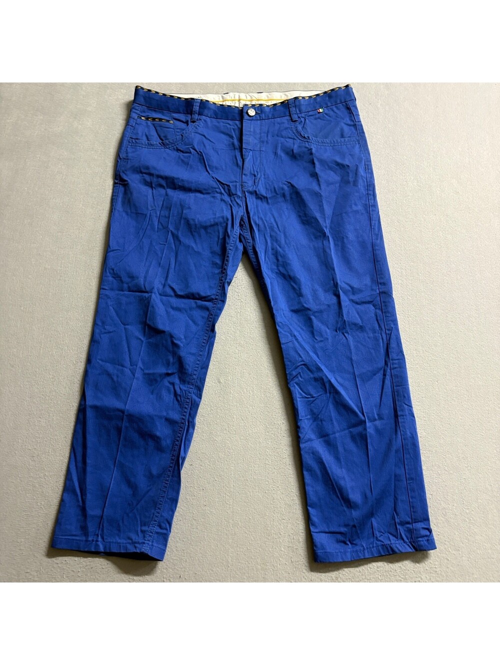 Moderno Womens Pants Size 36 Blue Cotton Blend Flat Front Chino Trousers